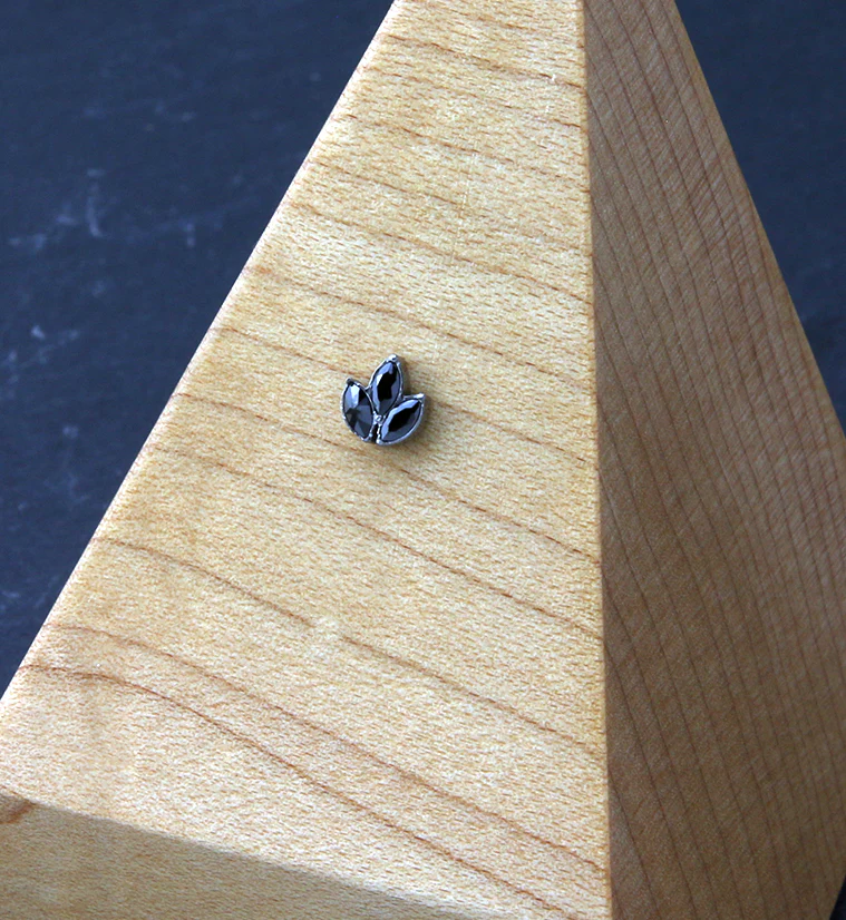 Frond Black CZ Threadless Titanium Top - Image 2
