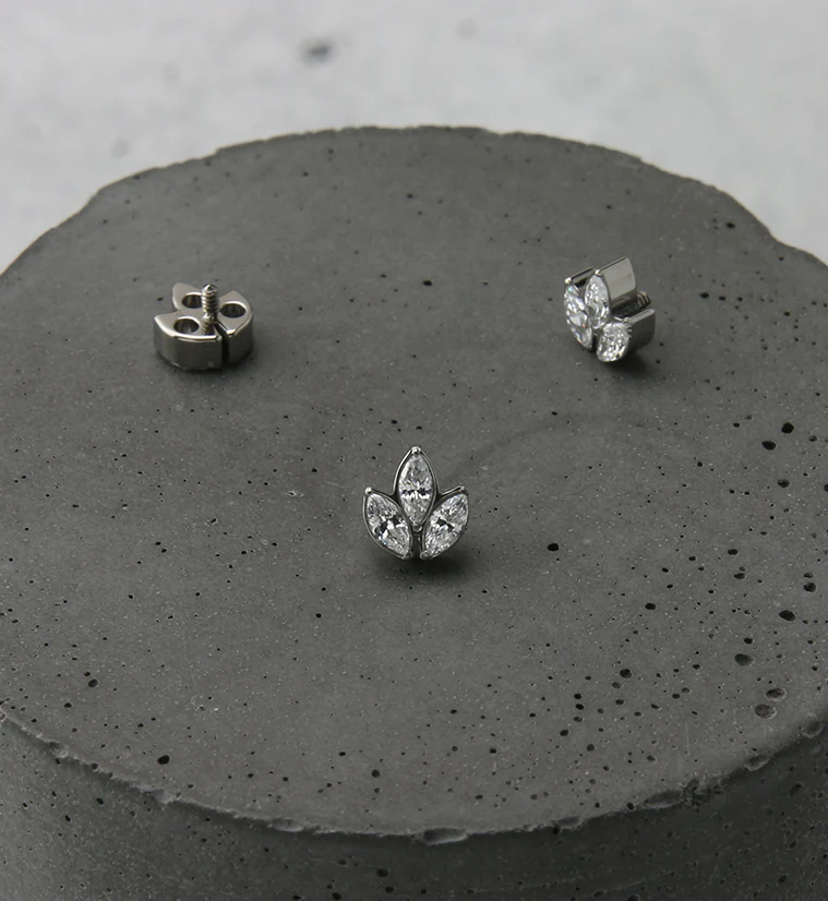 Frond CZ Internally Threaded Titanium Top - Image 2