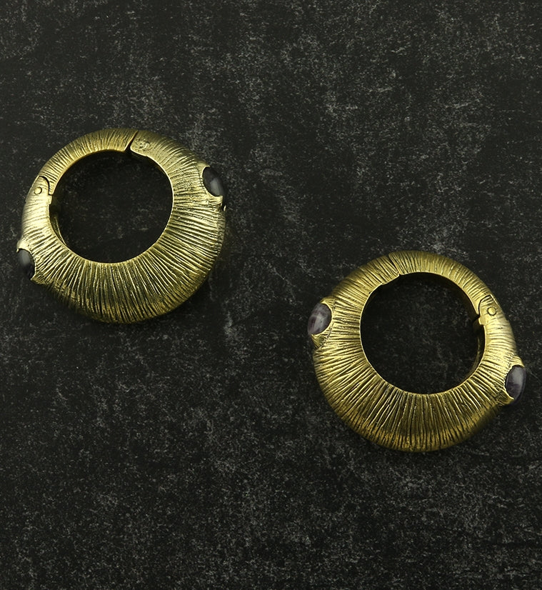 Frontier Amethyst Stone Hinged Ear Weights - Image 3