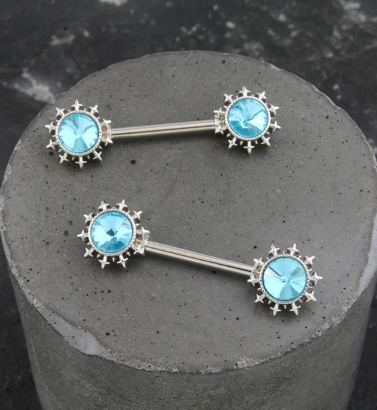 Frozen Aqua CZ Stainless Steel Nipple Barbell - Image 2