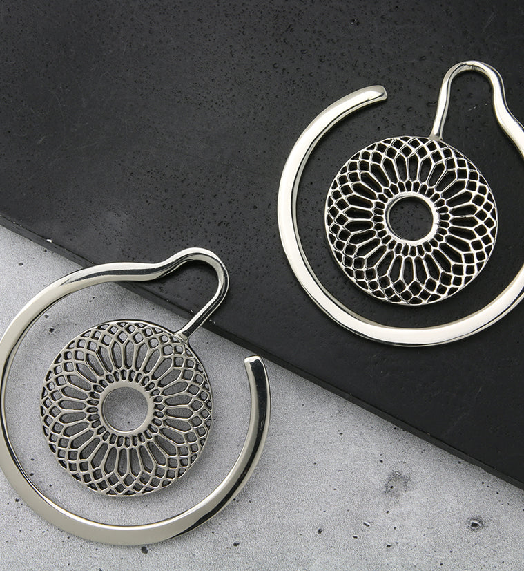 Geo Flower White Brass Ear Weights - Image 2