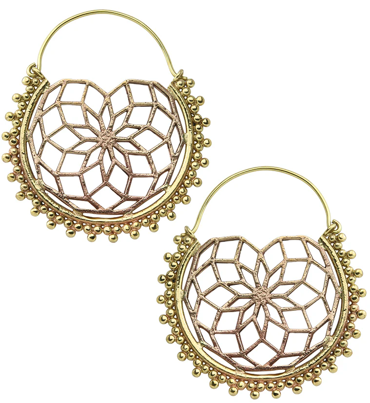 Geo Seed of Life Copper Brass Hangers / Earrings