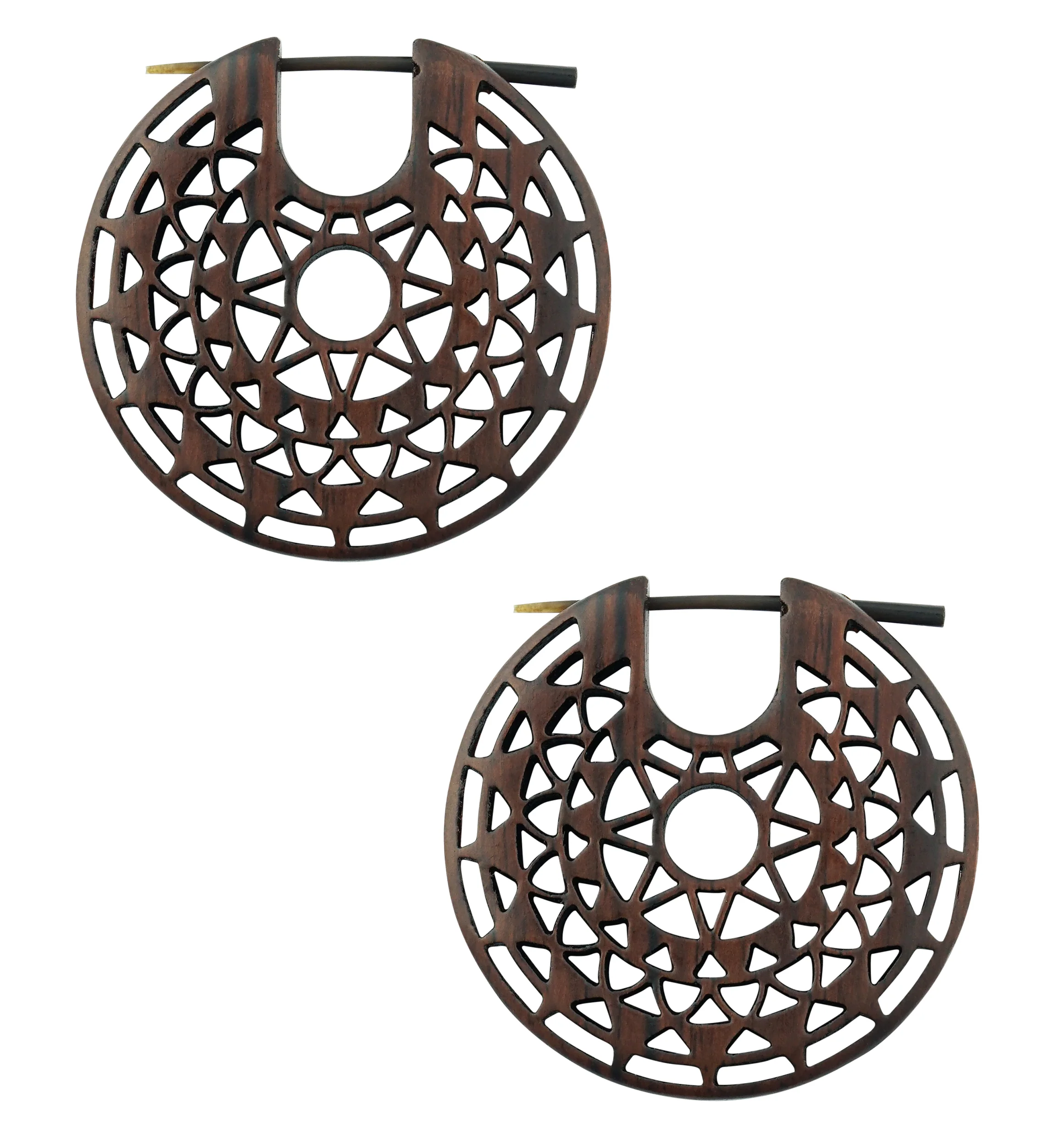 Geo Star Hoop Wood Earrings