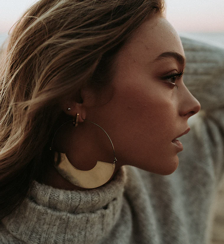 Gold Arc Titanium Hangers - Earrings - Image 3
