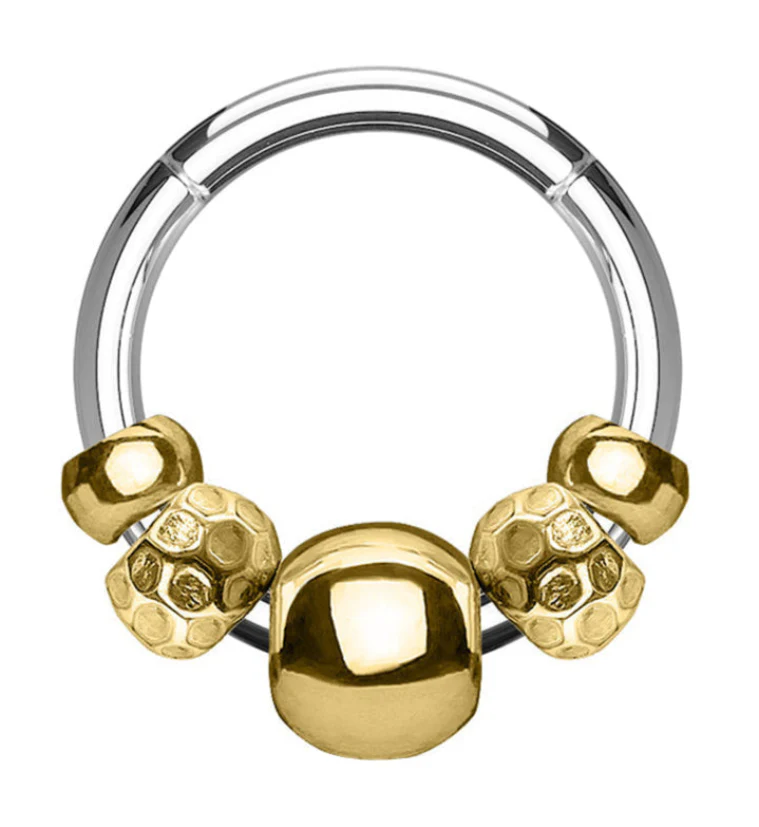 Gold PVD Beaded Hinged Segment Ring