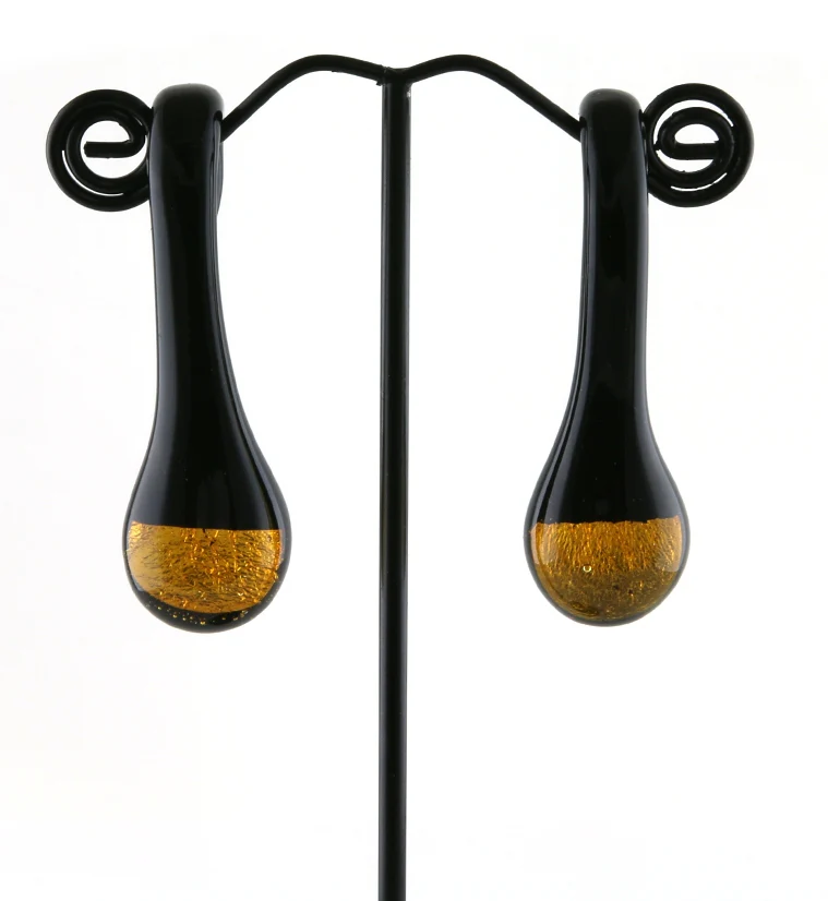 Gold Drip Glass Ear Weights