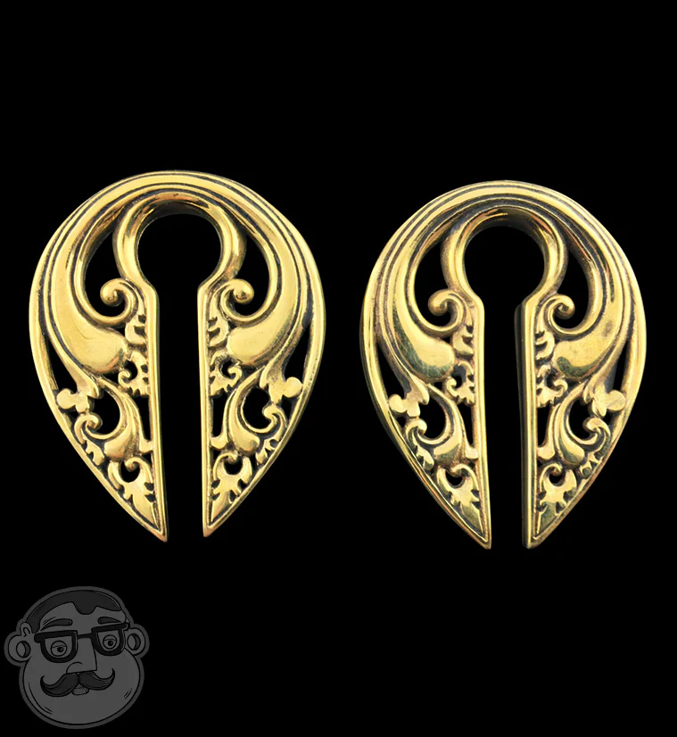 Gold Floral Keyhole Ear Weights - Image 4