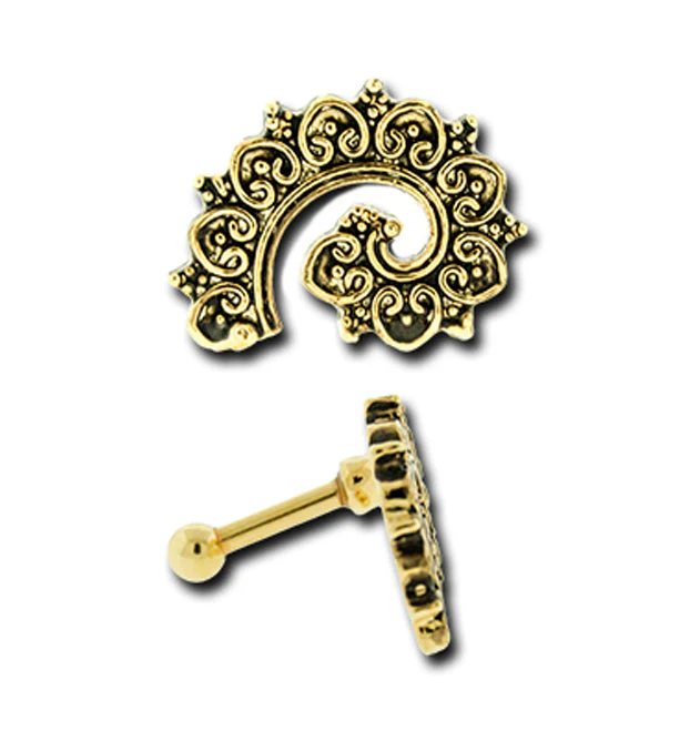 Gold Paisley Tragus - Cartilage Barbell
