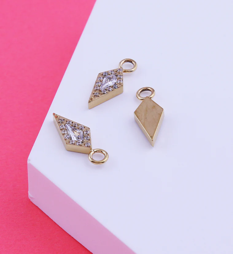 Gold PVD Abyss Pave Clear CZ Titanium Charm - Image 2