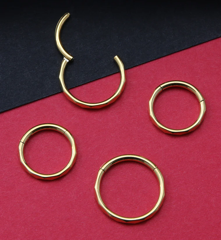 Gold PVD Angled Titanium Hinged Segment Ring - Image 2