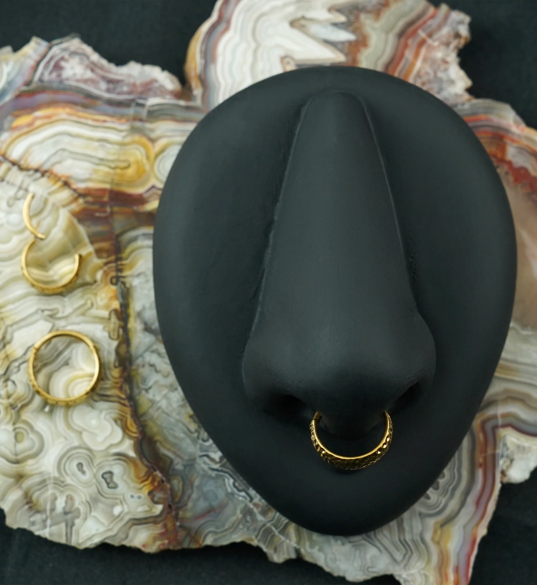 Gold PVD Anthozoan Titanium Hinged Segment Ring - Image 2