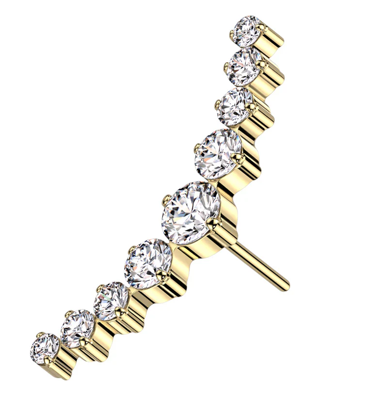 Gold PVD Arc Clear CZ Titanium Threadless Top