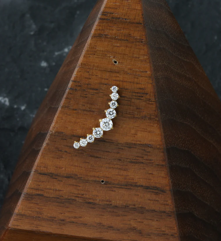 Gold PVD Arc Clear CZ Titanium Threadless Top - Image 2