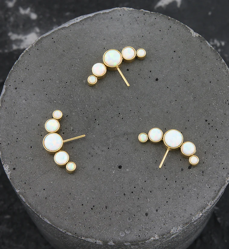 Gold PVD Arch Side Facing White Opalite Titanium Threadless Top - Image 2