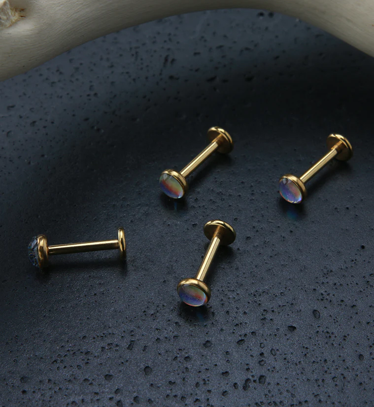 Gold PVD Aura Labret Post - Image 2