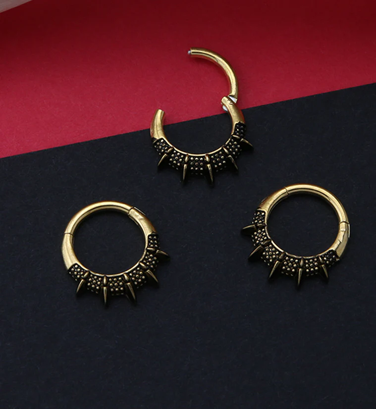 Gold PVD Barbed Hinged Segment Ring - Image 2