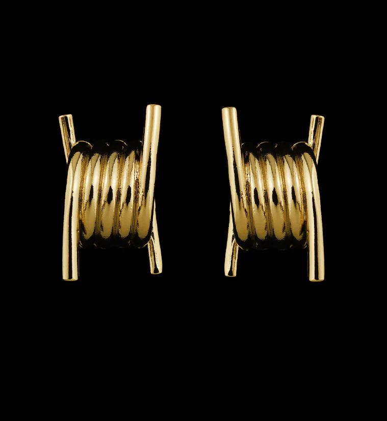Gold PVD Barbed Wire Hinged Ear Hangers - Image 3