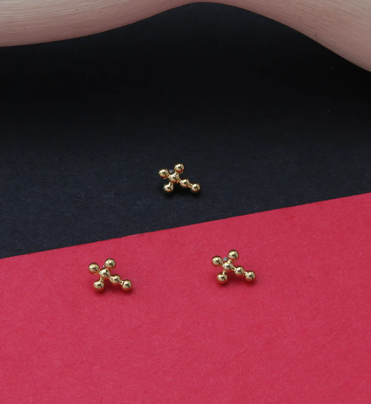Gold PVD Beaded Cross Titanium Internally Threaded Top - Image 2