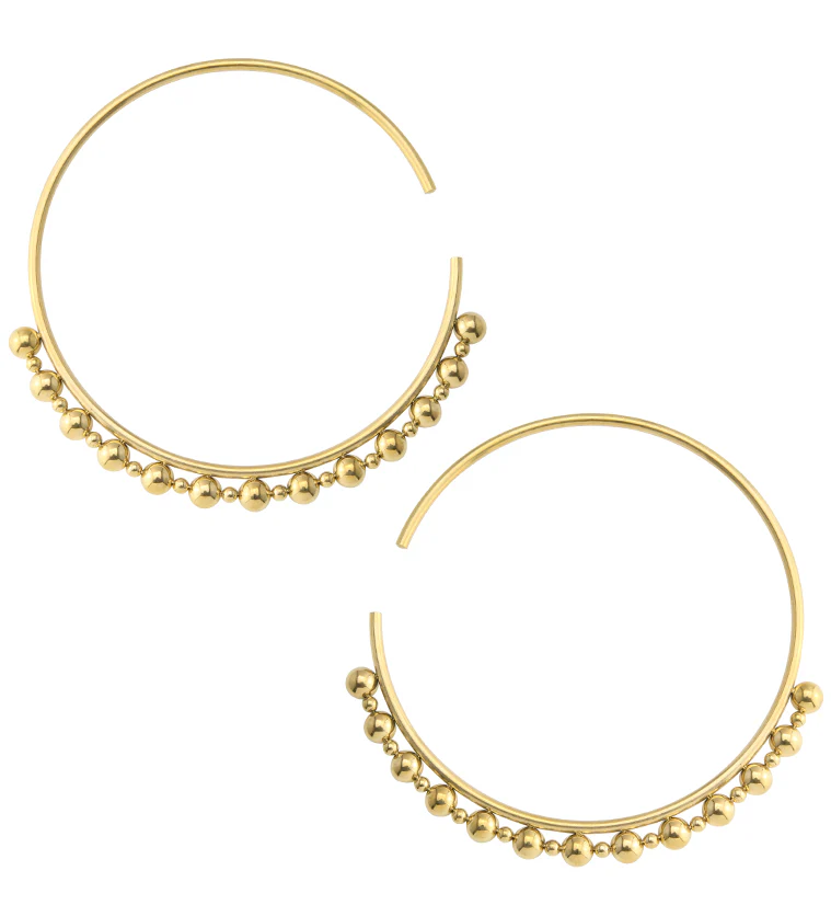 Gold PVD Beaded Hoop Stainless Steel Hangers - Image 2