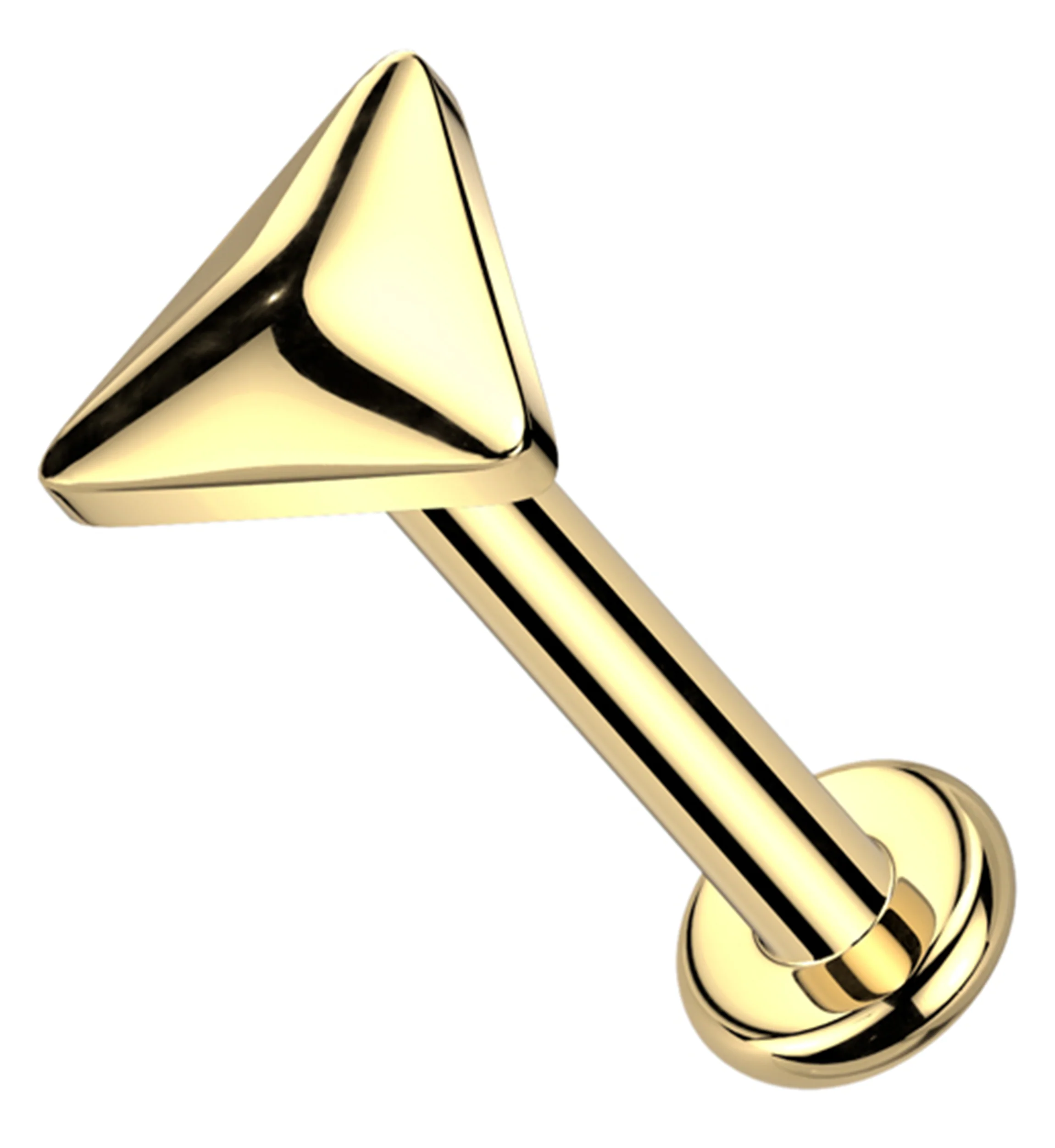Gold PVD Compact Triangle Internally Threaded Titanium Flat Disk Labret