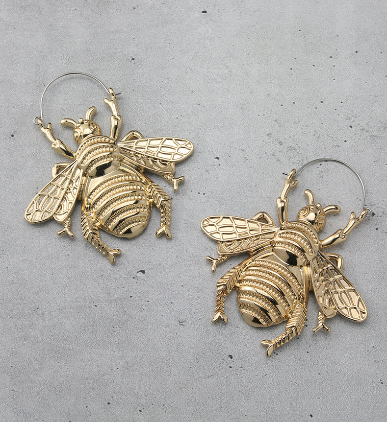 Gold PVD Bumblebee Plug Hoops - Image 2
