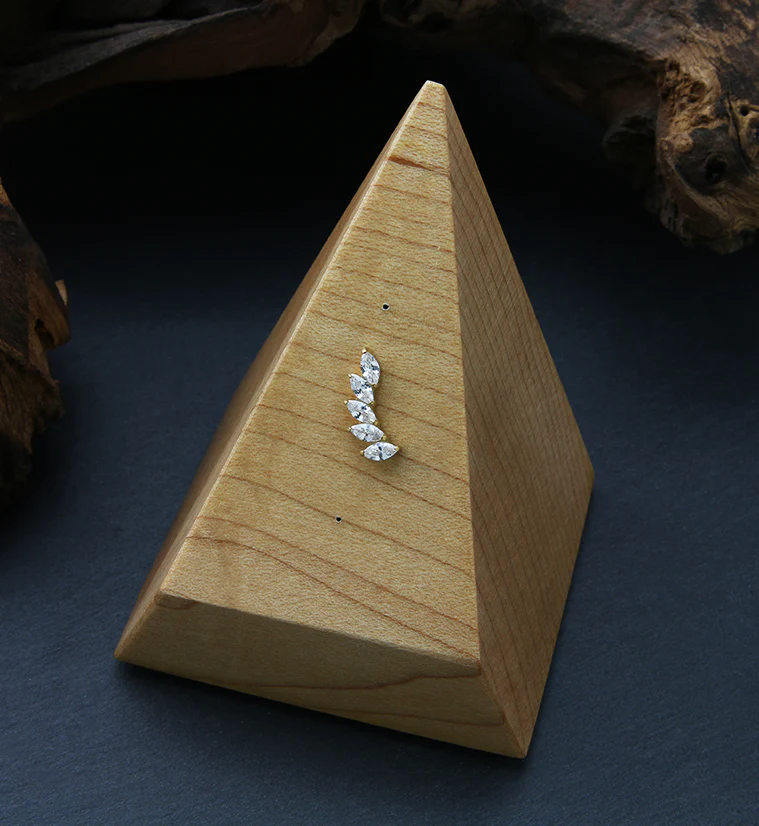 Gold PVD Cascade Clear CZ Titanium Threadless Top - Image 2