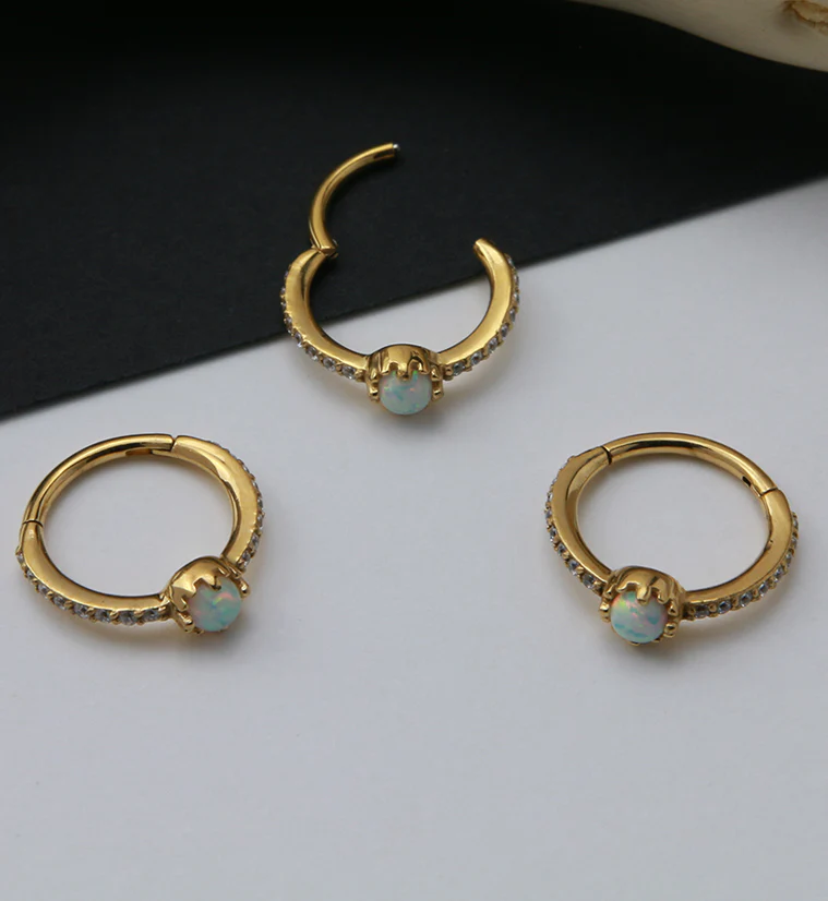 Gold PVD Center Opal Hinged Segment Ring - Image 2