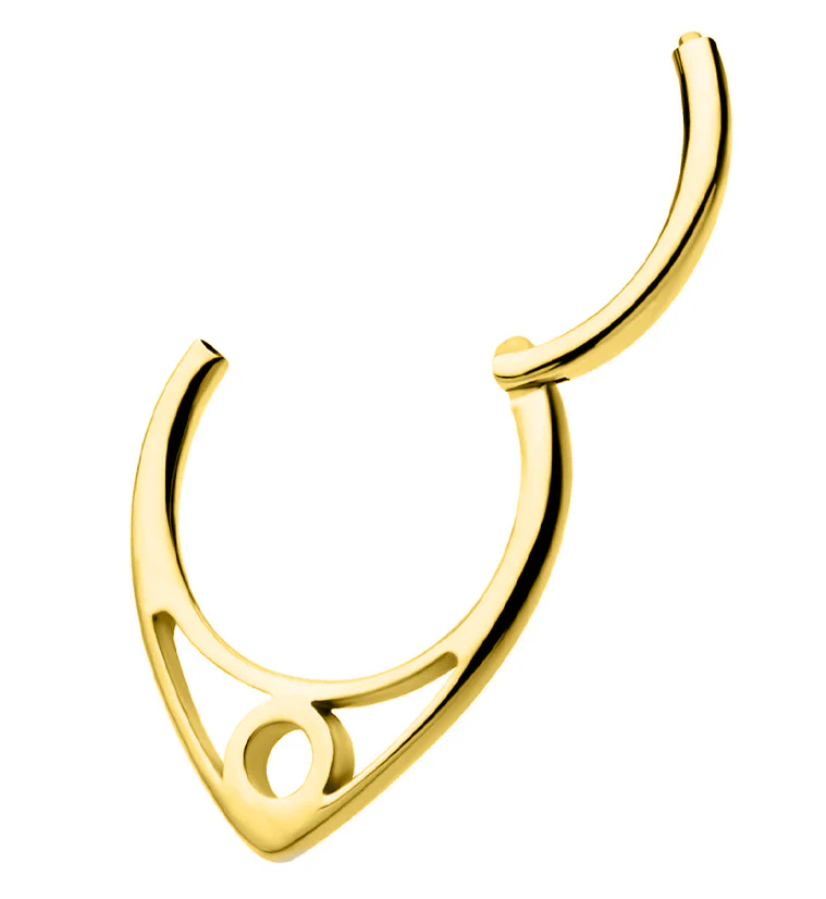 Gold PVD Circle Point Stainless Steel Hinged Segment Ring - Image 3
