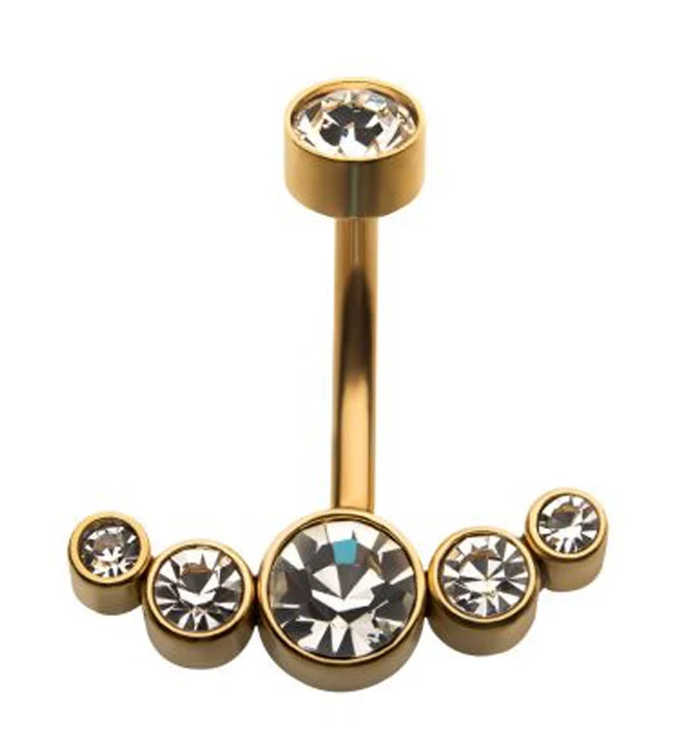 Gold PVD Cluster CZ Belly Ring