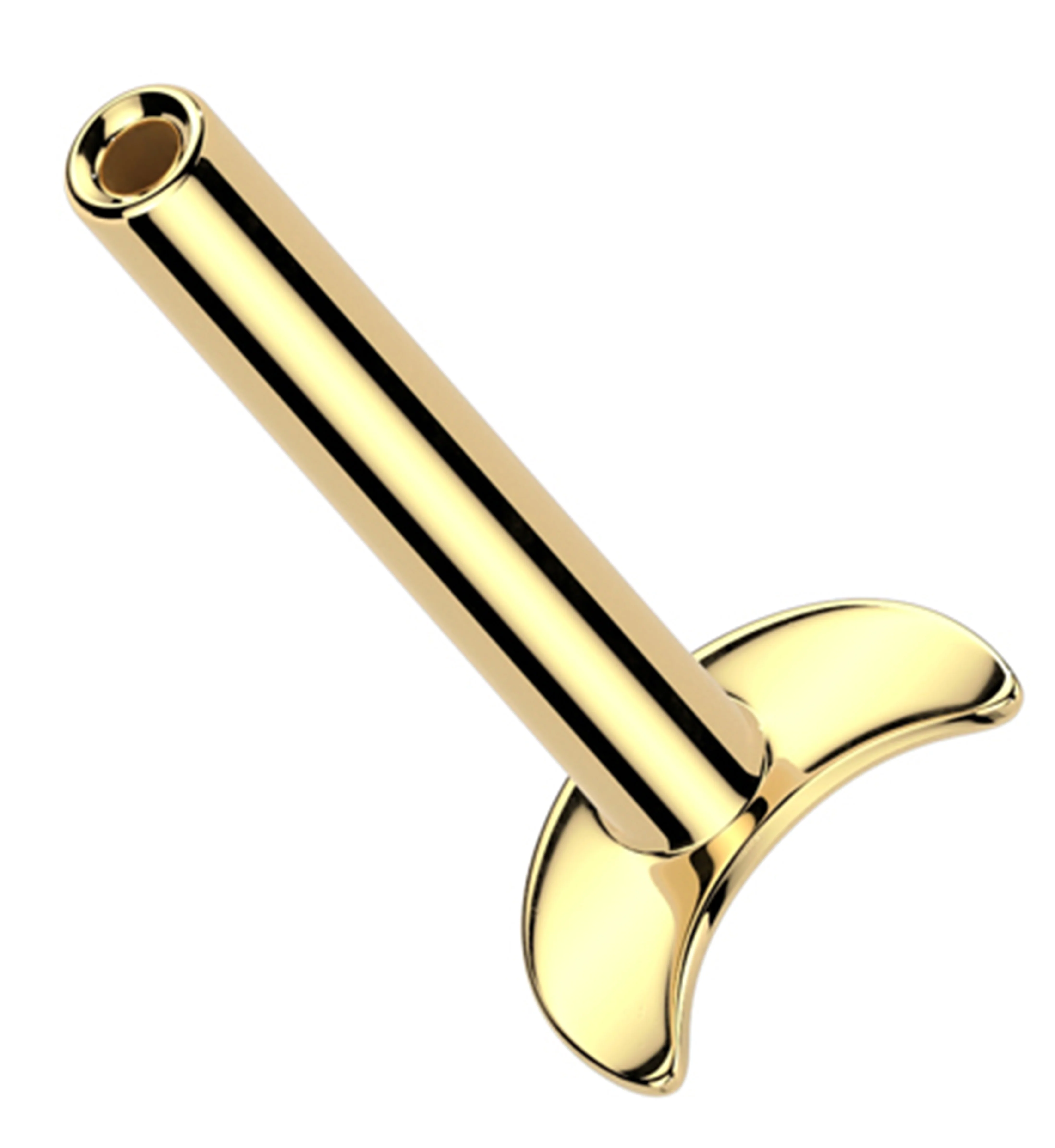 Gold PVD Crescent Moon Titanium Threadless Labret Post