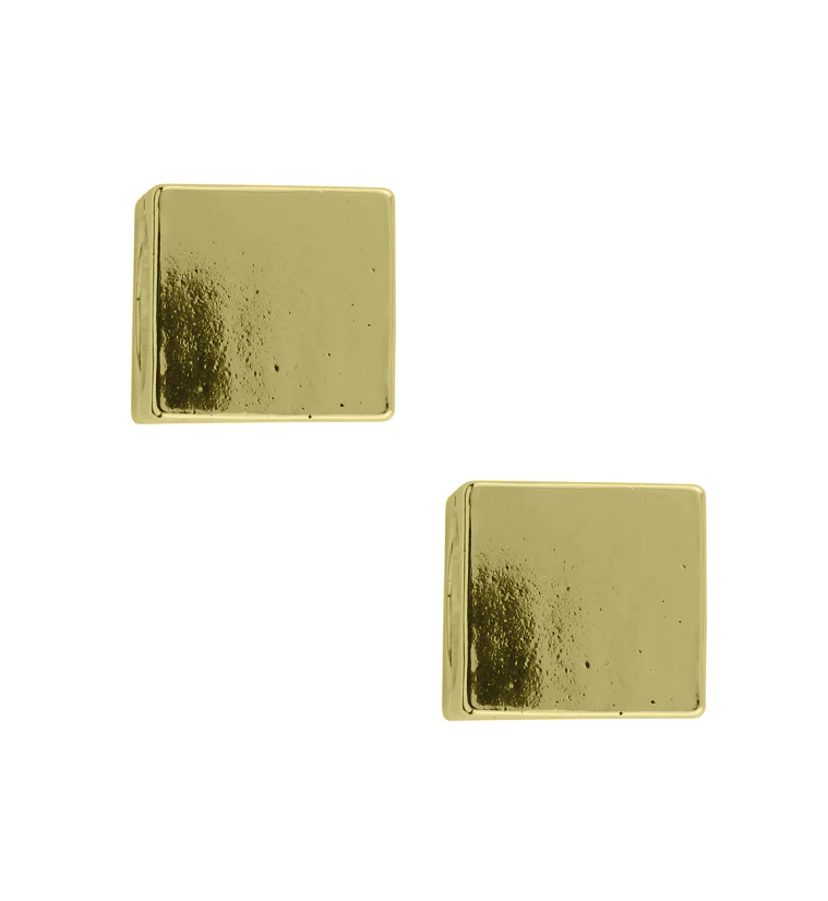 Gold PVD Cube Stainless Steel Hinged Ear Weights - Image 3