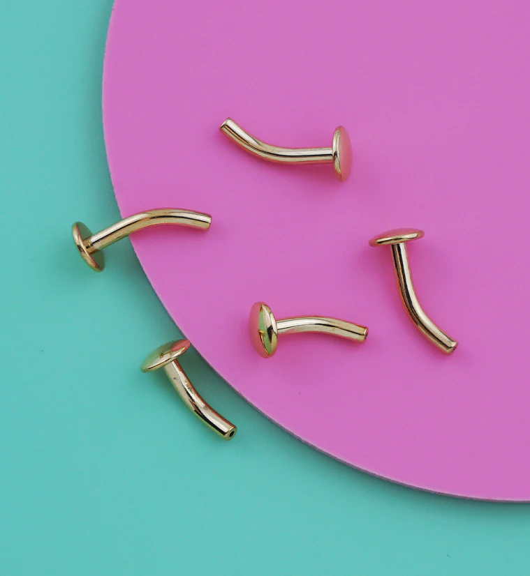 Gold PVD Curved Titanium Threadless Labret (Post Only) - Image 2