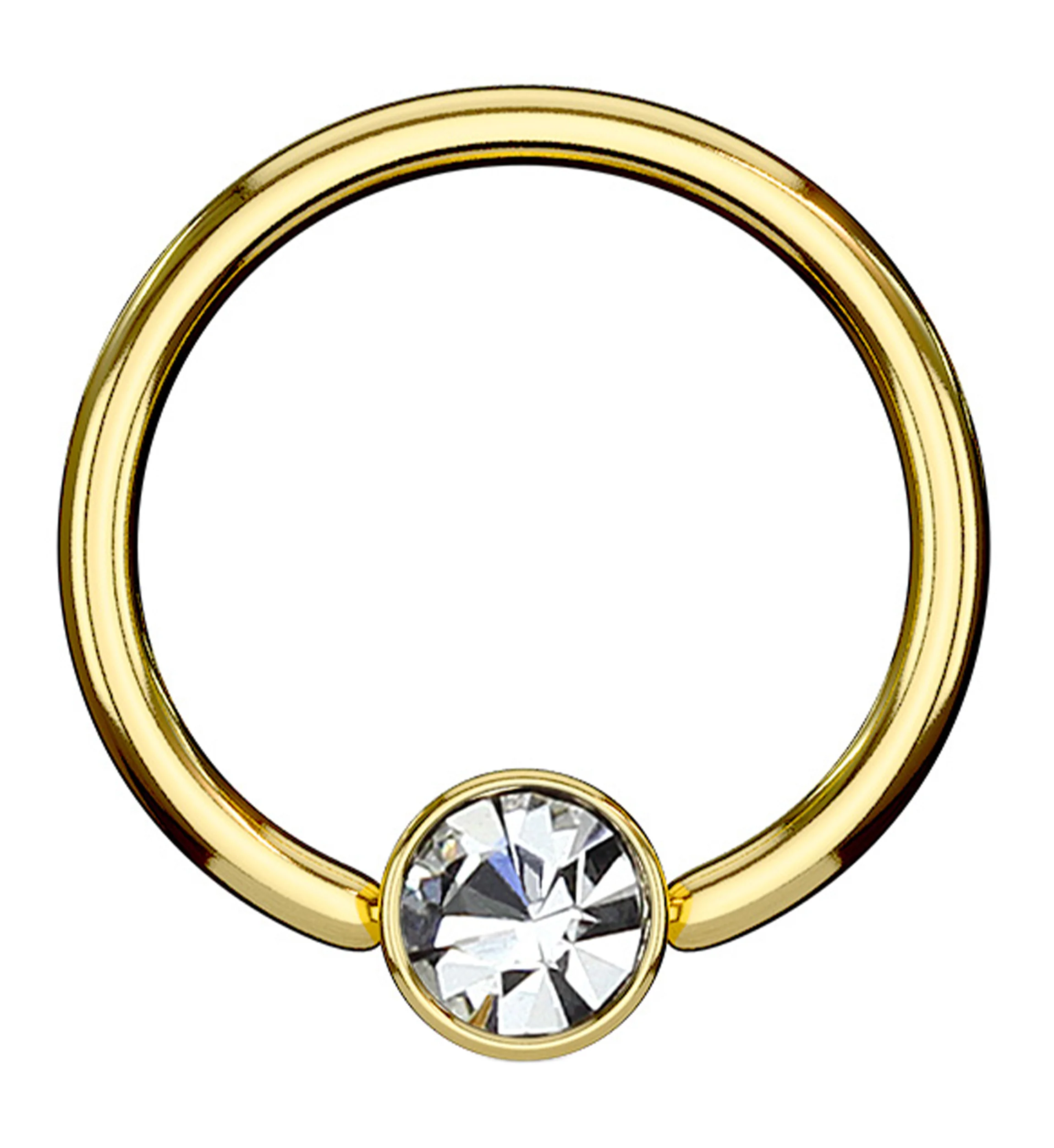 Gold PVD CZ Flat Disk Captive Ring
