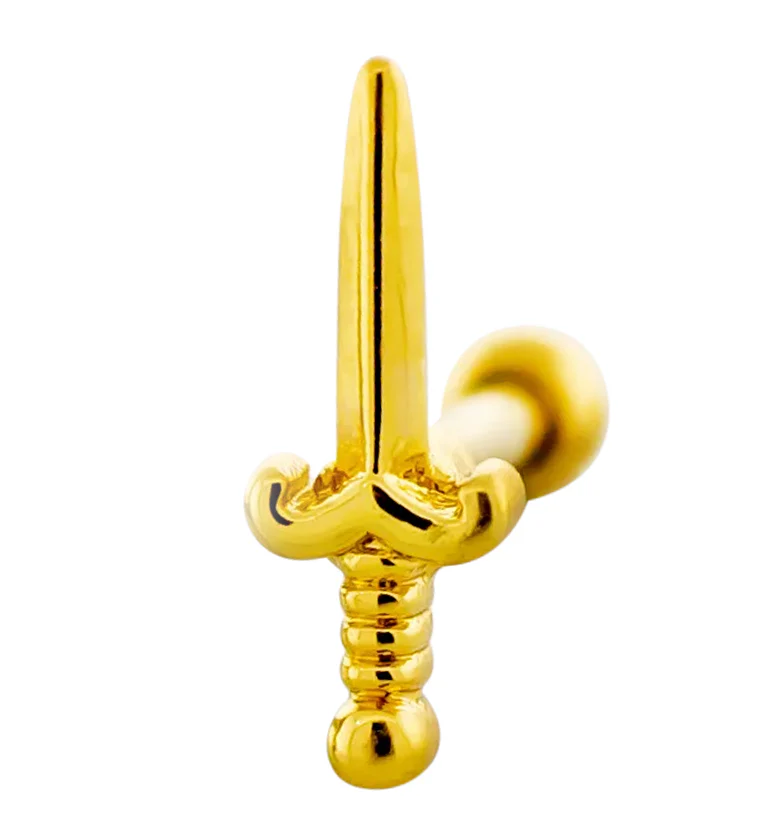 Gold PVD Classic Dagger Cartilage Barbell