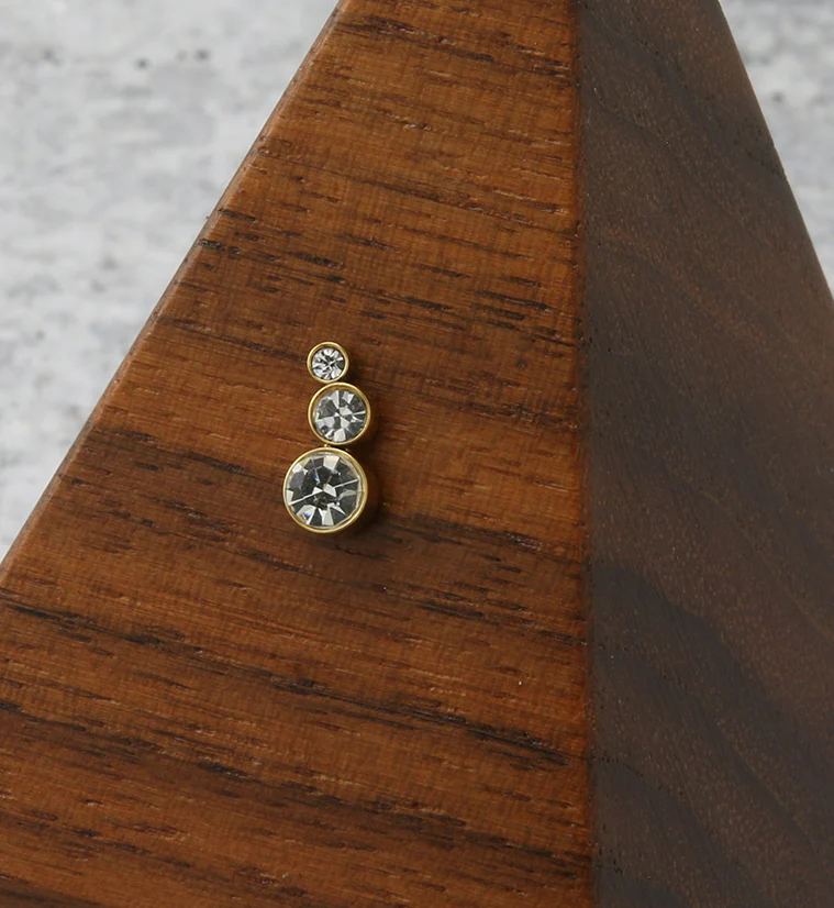 Gold PVD Descend CZ Threadless Titanium Top - Image 2