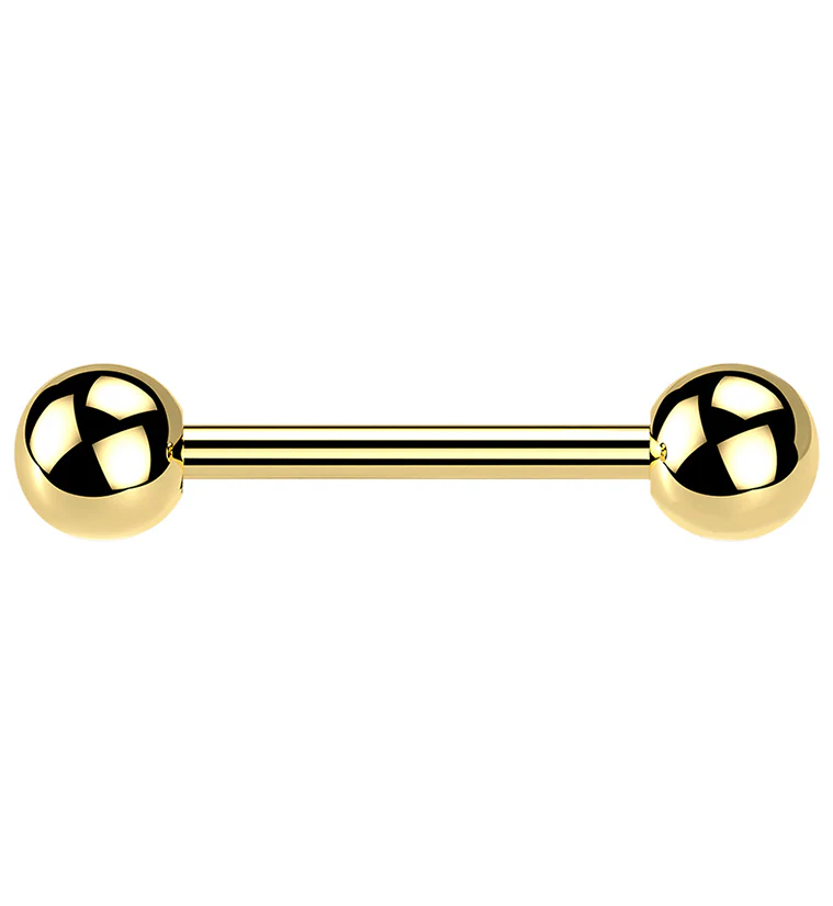 Gold PVD Double Ball Titanium Barbell