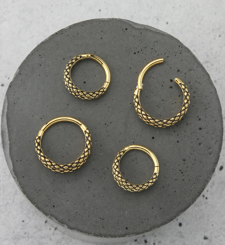 Double Scales Gold PVD Hinged Segment Ring - Image 2