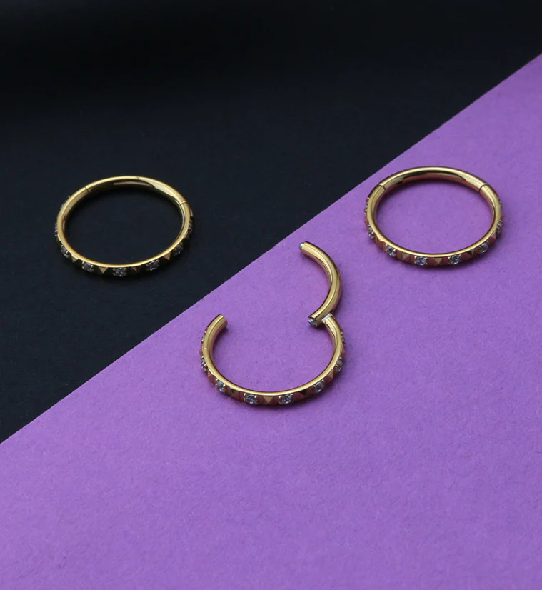 Gold PVD Ediface Gem Hinged Segment Ring - Image 2