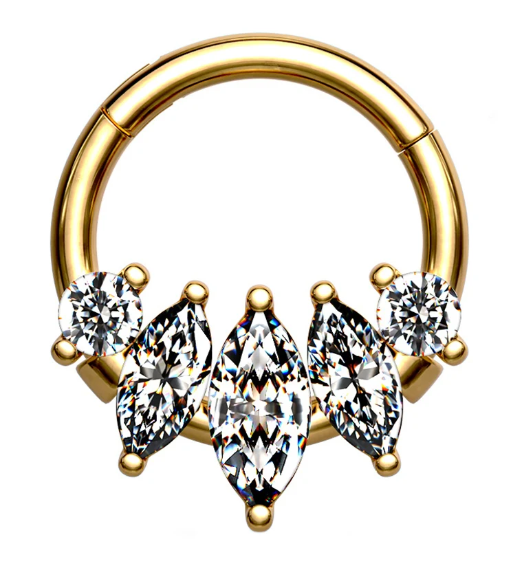 Gold PVD Empress CZ Hinged Segment Ring