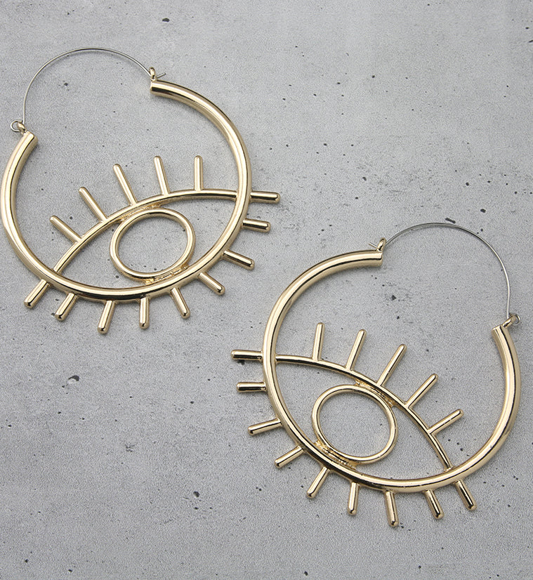 Gold PVD Evil Eye Plug Hoops - Image 2