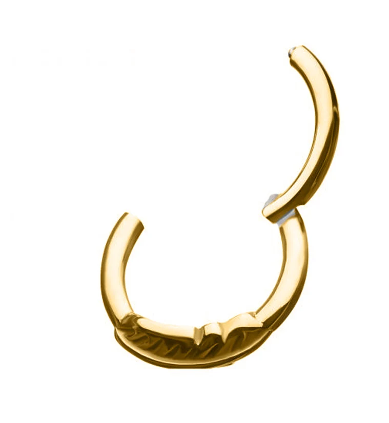 Gold PVD Feather Hinged Segment Ring - Image 2