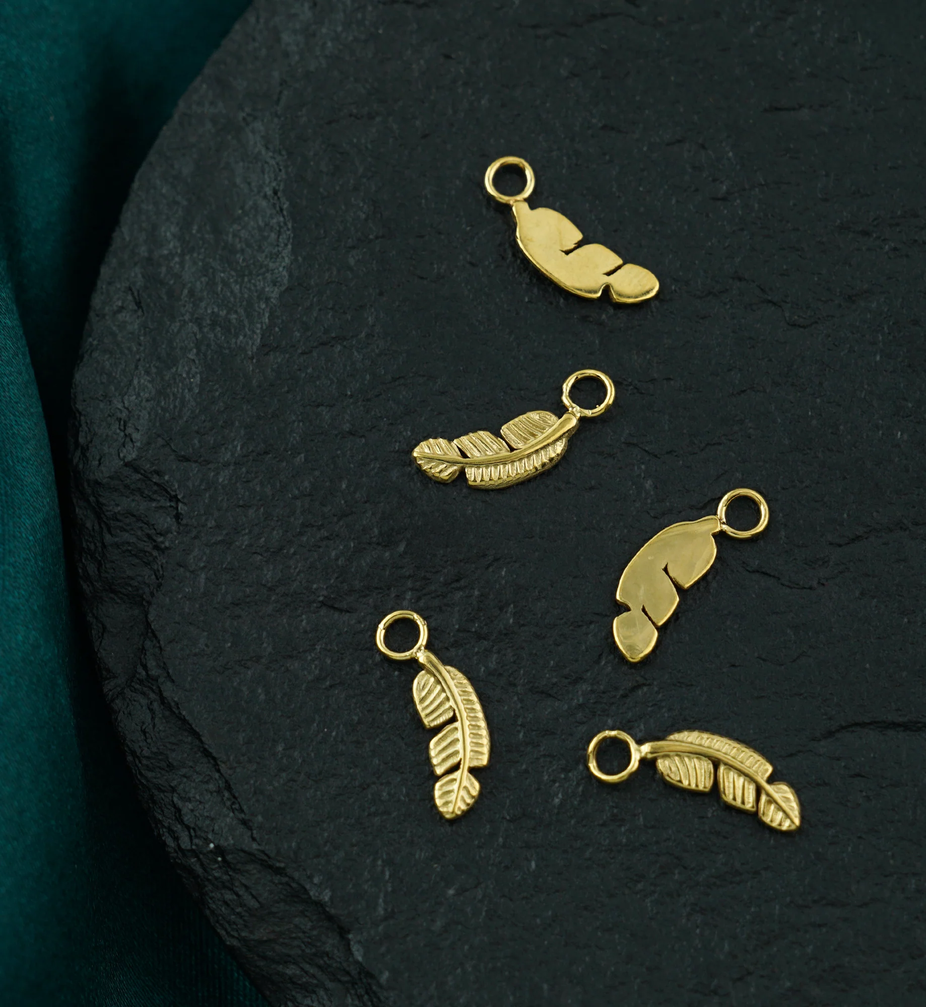 Gold PVD Feather Titanium Charm - Image 2