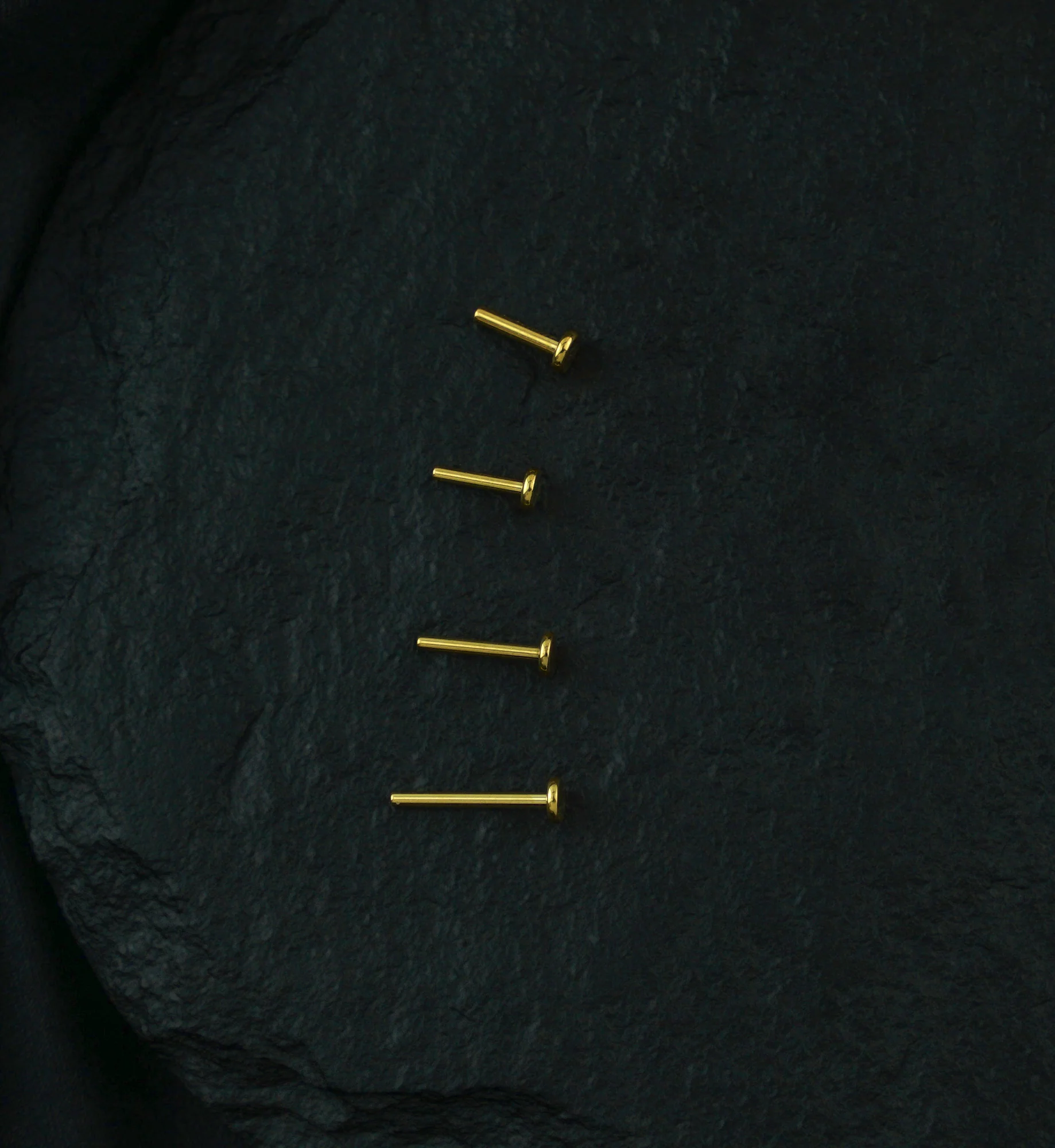 Gold PVD Flat Disk Titanium Threadless Labret Post - Image 2
