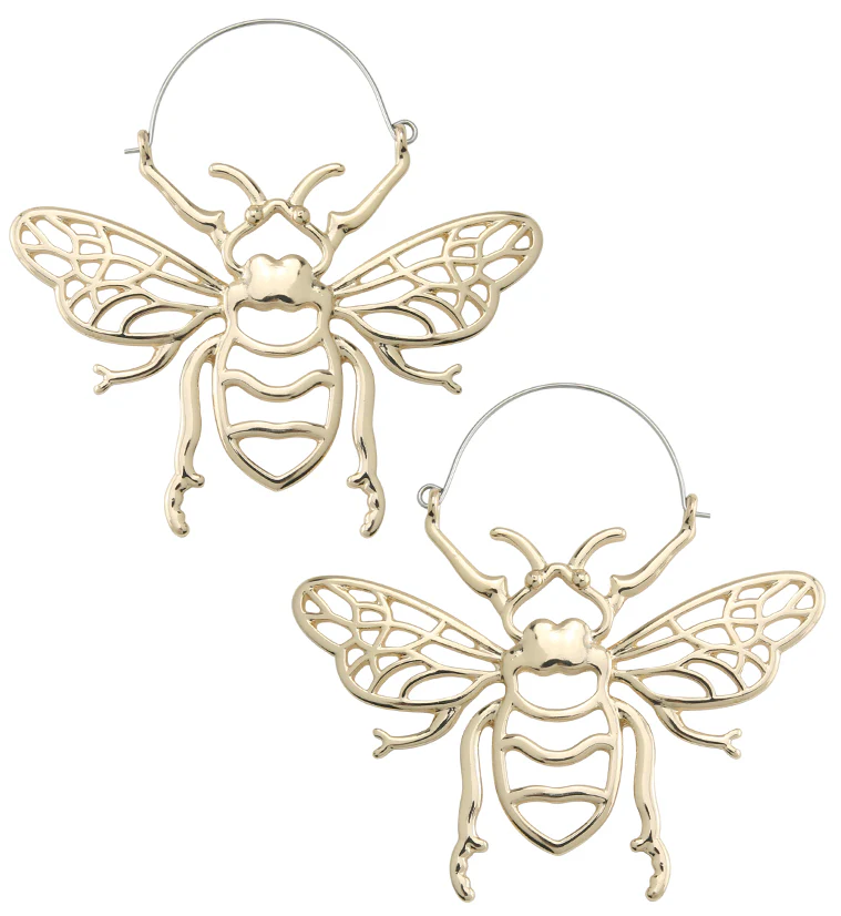 Gold PVD Geo Bee Plug Hoops