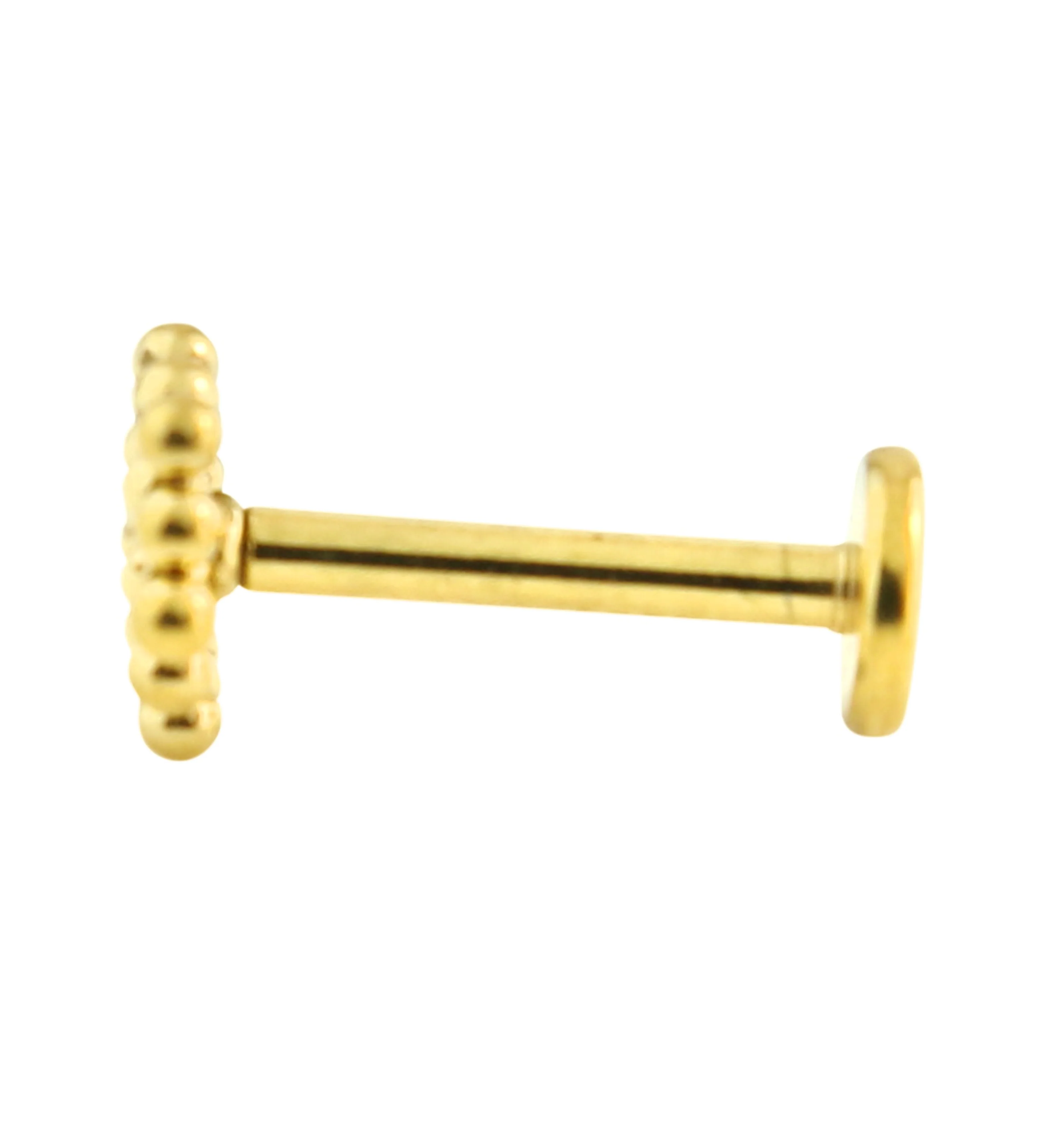 Gold PVD Hexagon Beaded Internally Threaded Stainless Steel Labret - Image 3