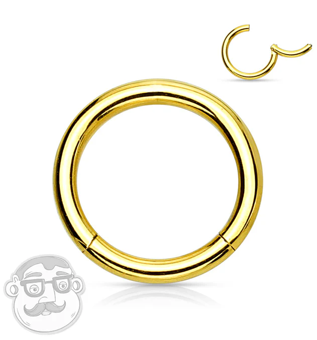 Gold PVD Hinged Stainless Steel Segment Hoop Ring - Image 6