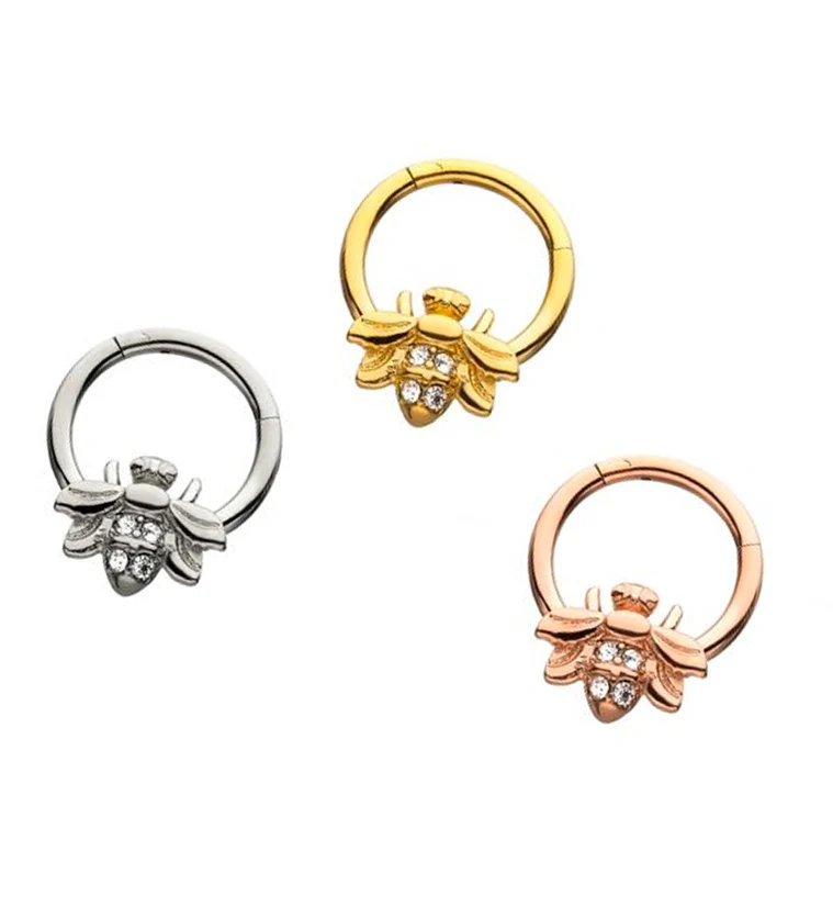 Gold PVD Honey Bee Hinged Segment Ring - Image 2
