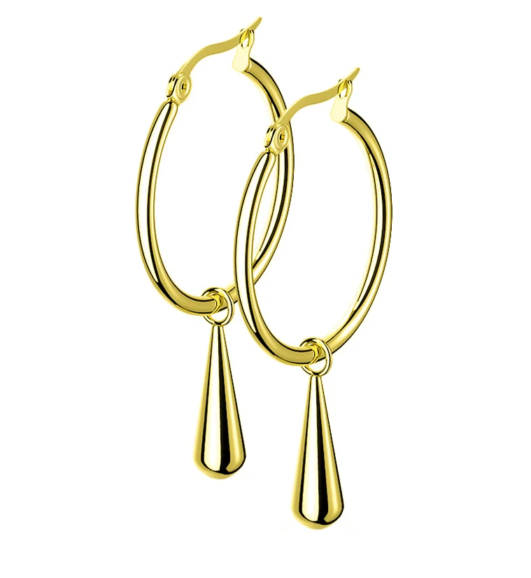 Gold PVD Hoop Drop Earrings
