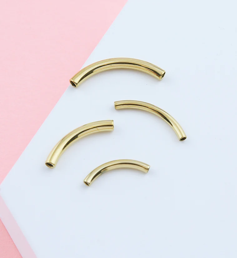 Gold PVD Internally Threaded Titanium Curved Barbell - Post Only - Image 2