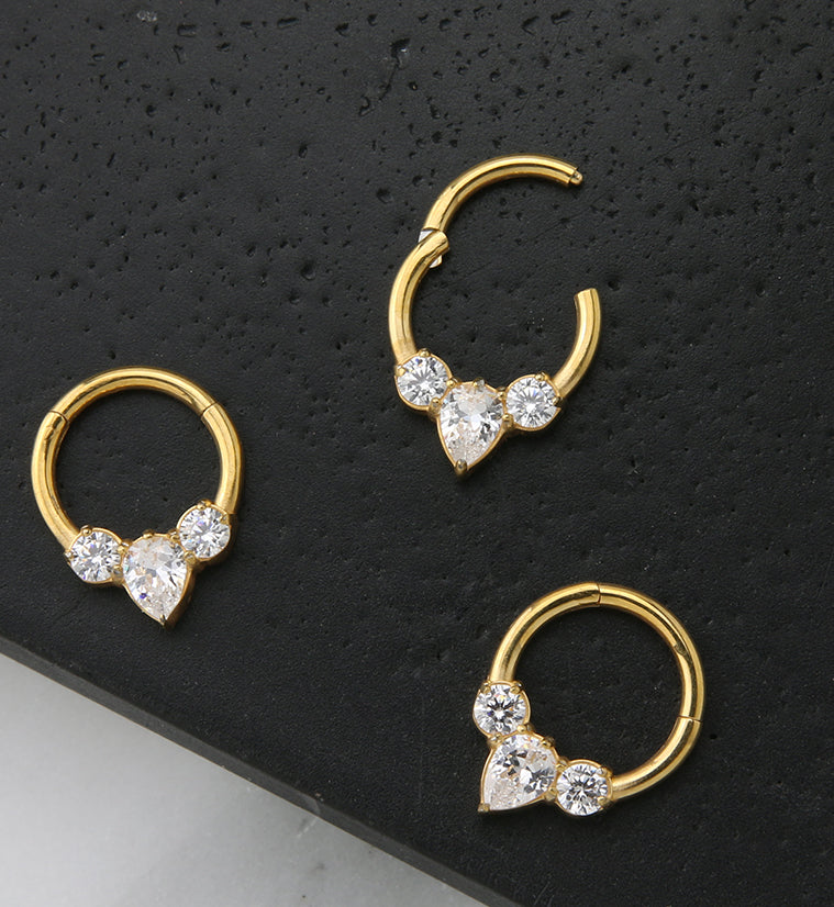 Gold PVD Iota CZ Hinged Segment Ring - Image 2